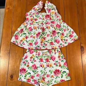 NWOT Tahari Girl Floral 2 Piece Short Set Size 7